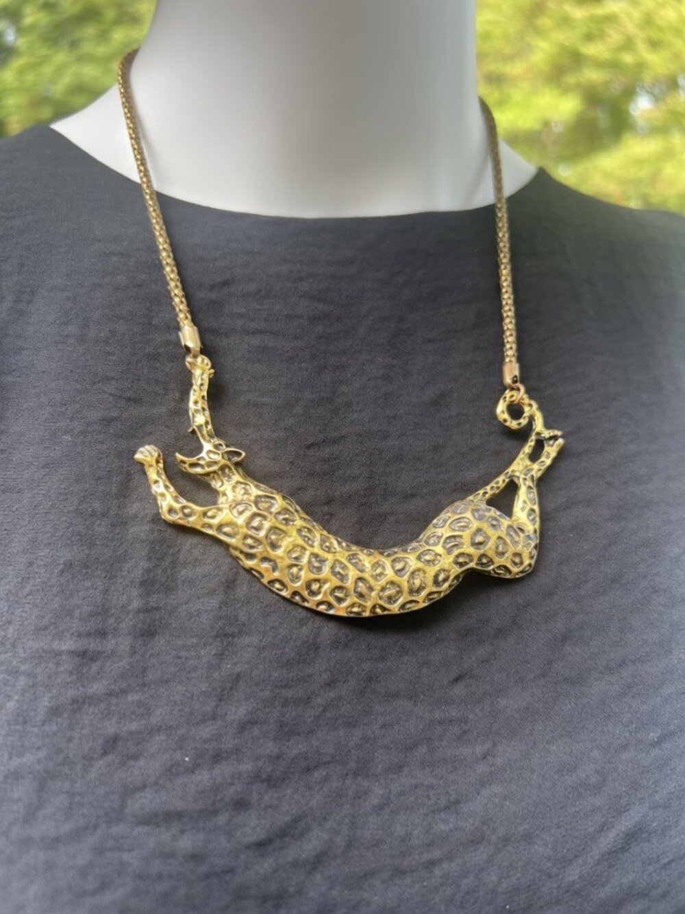 Gold-Tone Jaguar Pendant Necklace With Adjustable Chain - Picture 3 of 9